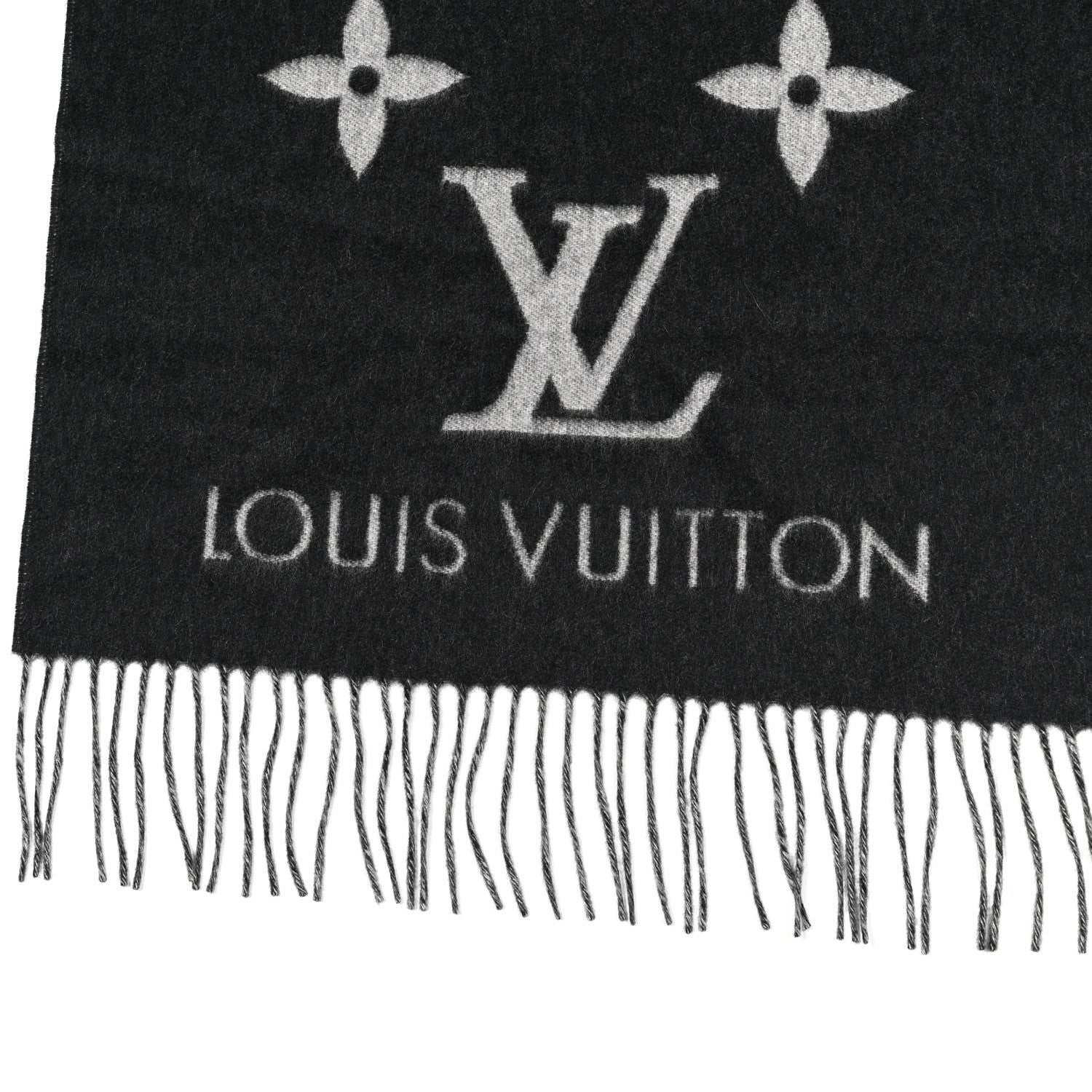 Louis Vuitton Cashmere Monogram Reykjavik Scarf Black 3 of 4