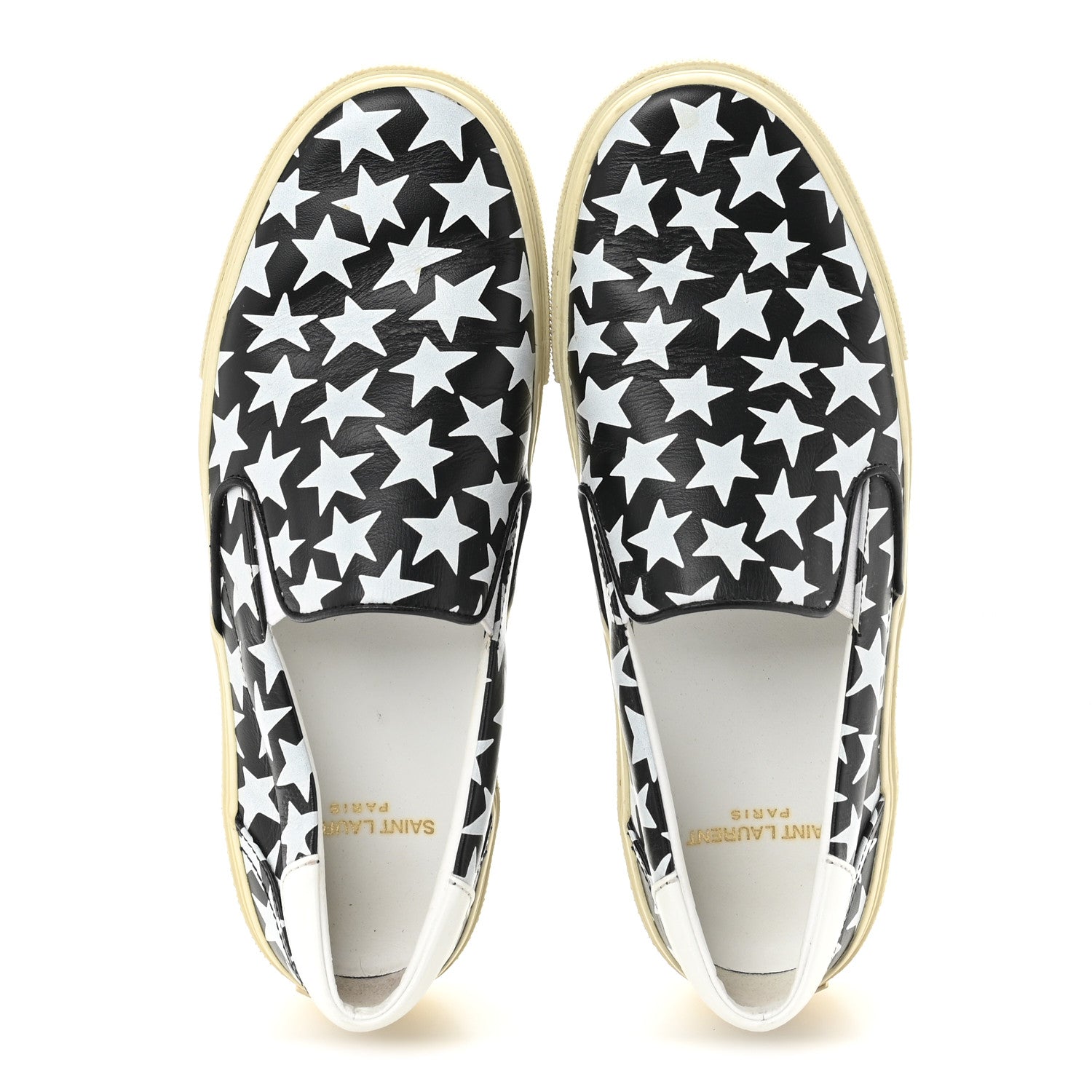 Saint Laurent Calfskin Star Skate Slip On Sneakers 37 Black Blue Optique 2 of 9