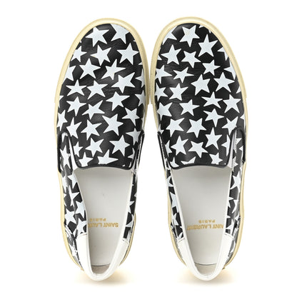 Saint Laurent Calfskin Star Skate Slip On Sneakers 37 Black Blue Optique 2 of 9