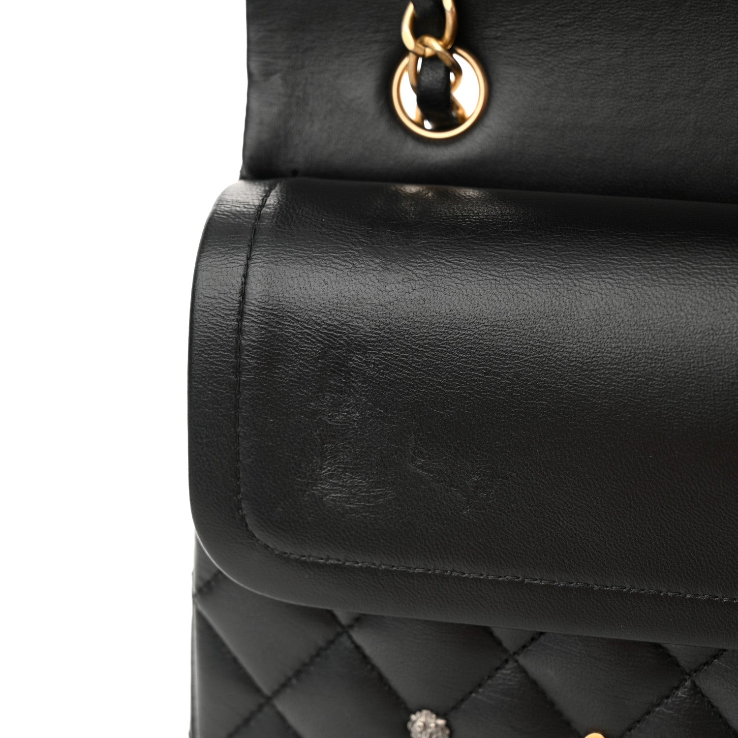 Chanel Lambskin Quilted Studded Medium Double Flap Black 11 of 11