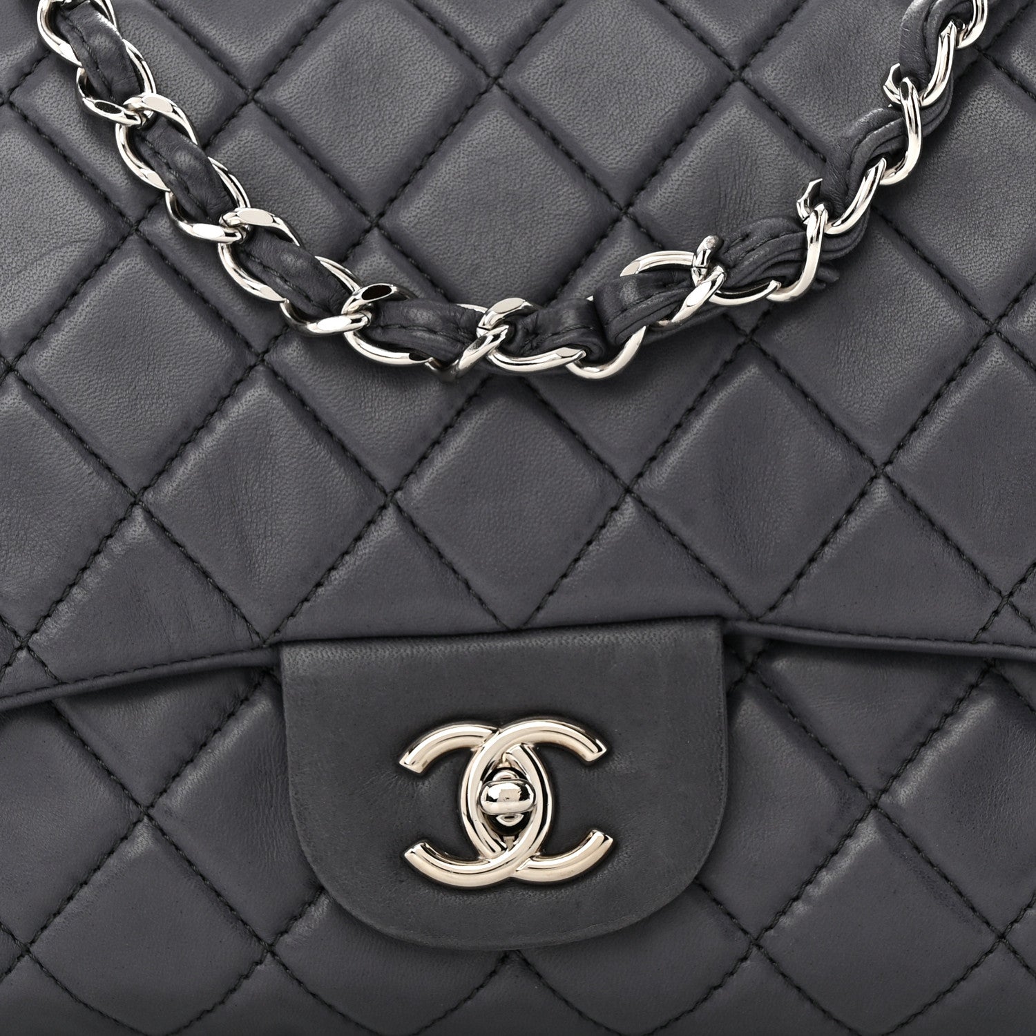 Chanel Lambskin Quilted Jumbo Single Flap Anthracite 8 of 12