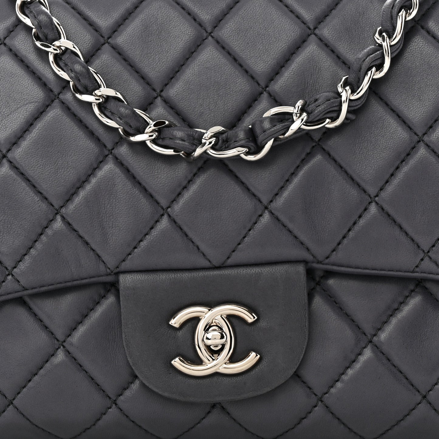 Lambskin Quilted Jumbo Single Flap Anthracite