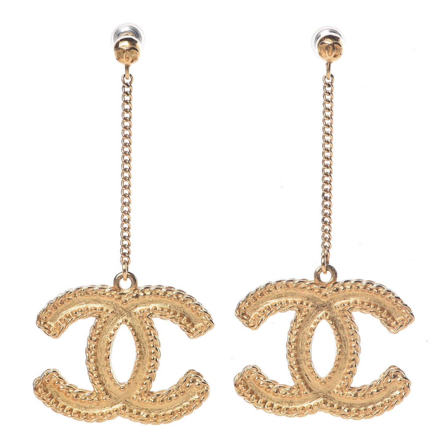 CC Drop Earrings Matte Gold