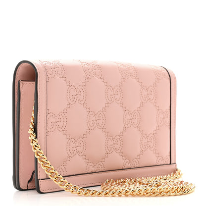 Gucci Calfskin GG Matelasse Chain Wallet Perfect Pink 3 of 12