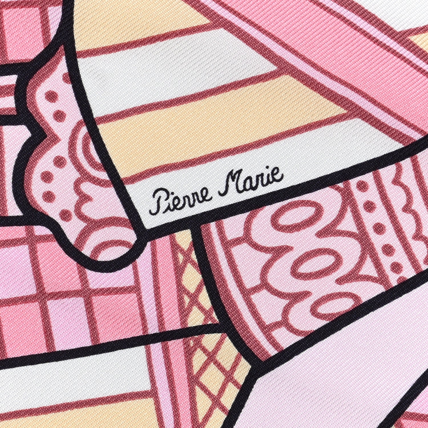 Hermes Silk Carre Duels Oniriques Scarf 90 Rose Pale Gris Jaune 8 of 10