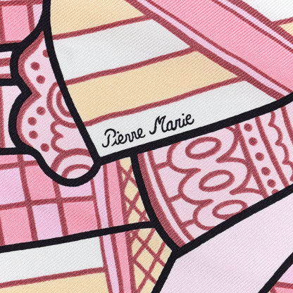 Hermes Silk Carre Duels Oniriques Scarf 90 Rose Pale Gris Jaune 8 of 10