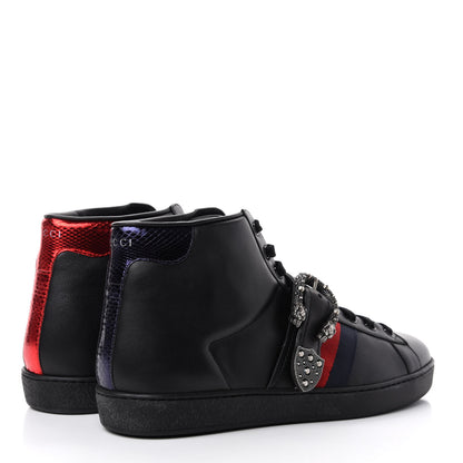 Gucci Calfskin Ayers Web Mens Dionysus High Top Sneakers 9.5 Black 4 of 11