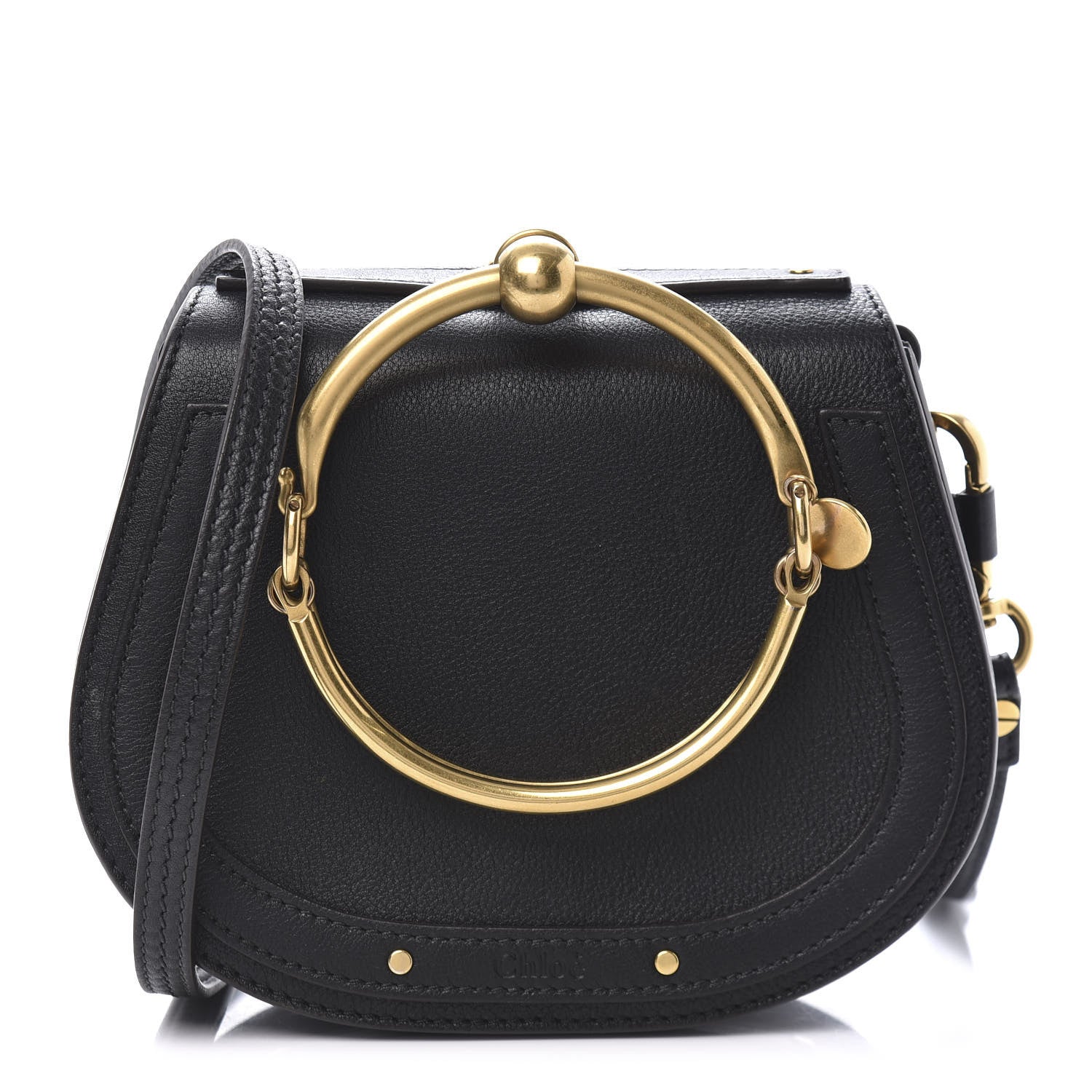Chloe Calfskin Suede Small Nile Bracelet Bag Black 1 of 9