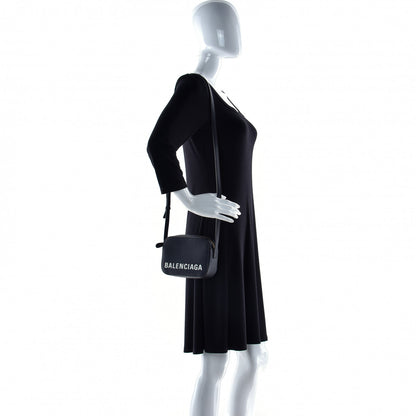 Balenciaga Signature Grained Calfskin Logo XS Ville Camera Bag Black White 4 of 10