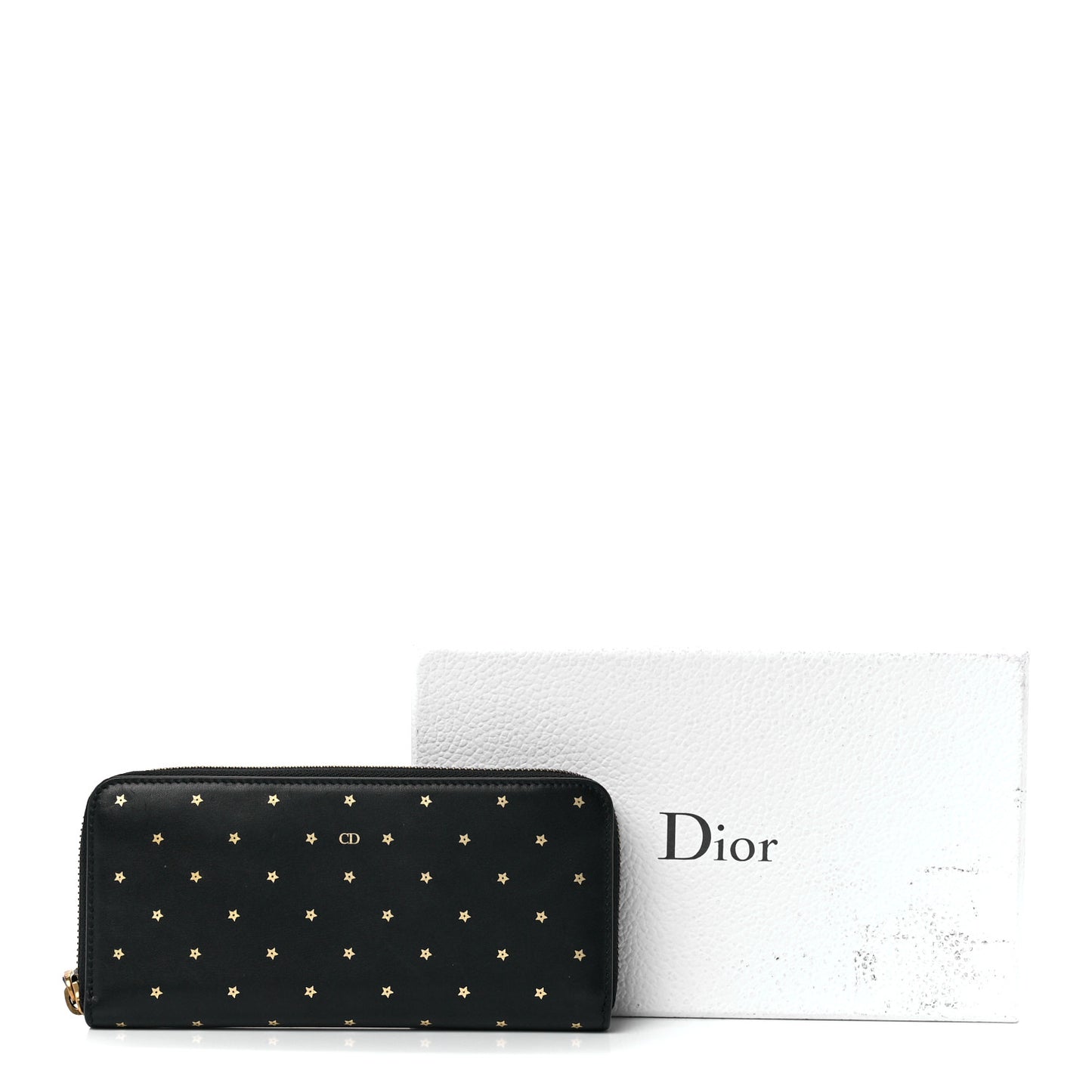 Calfskin Stars Voyageur Zip Around Wallet Black