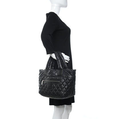 Chanel Nylon Quilted Coco Cocoon Medium Reversible Tote Black Red 2 of 7