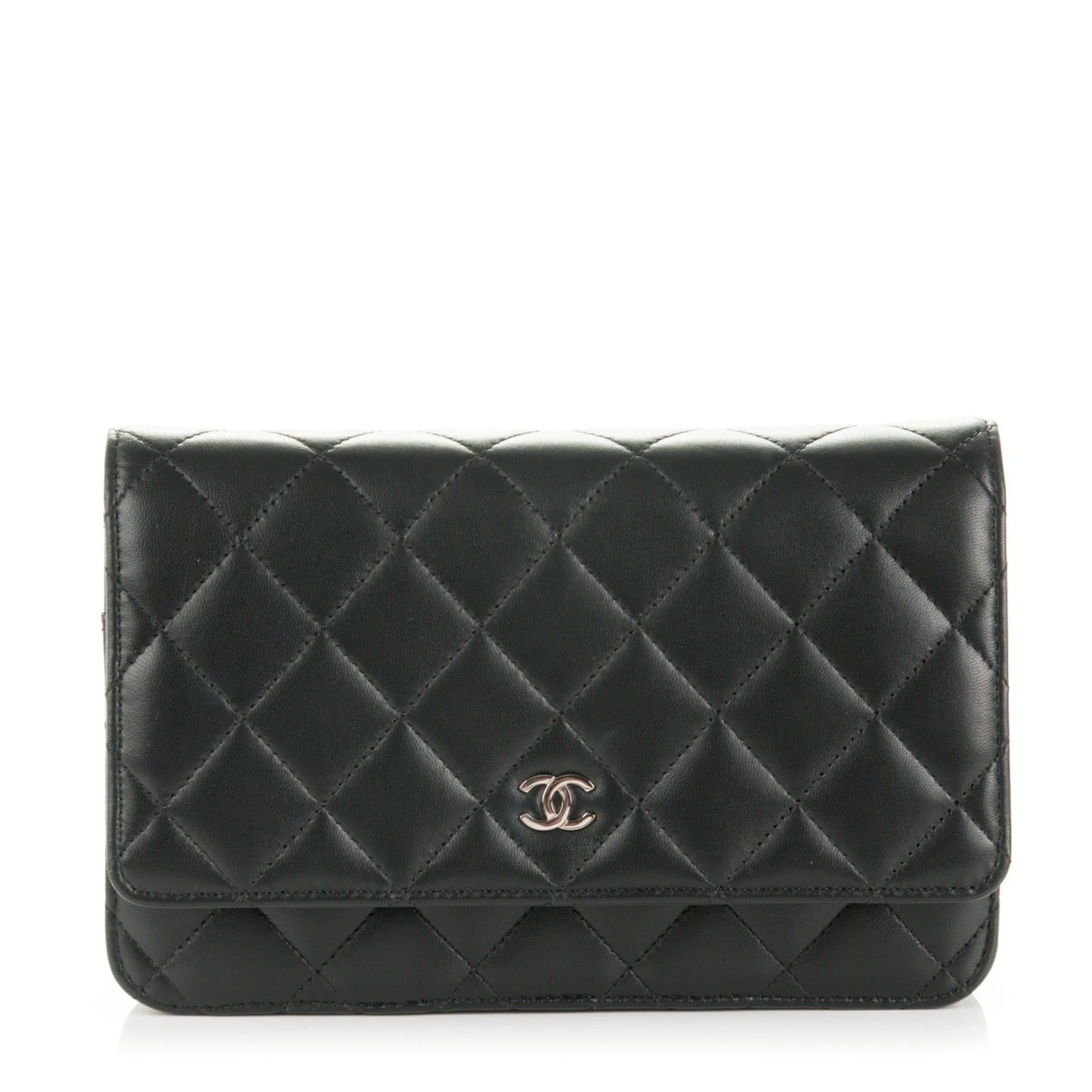 Lambskin Quilted Wallet On Chain WOC Black