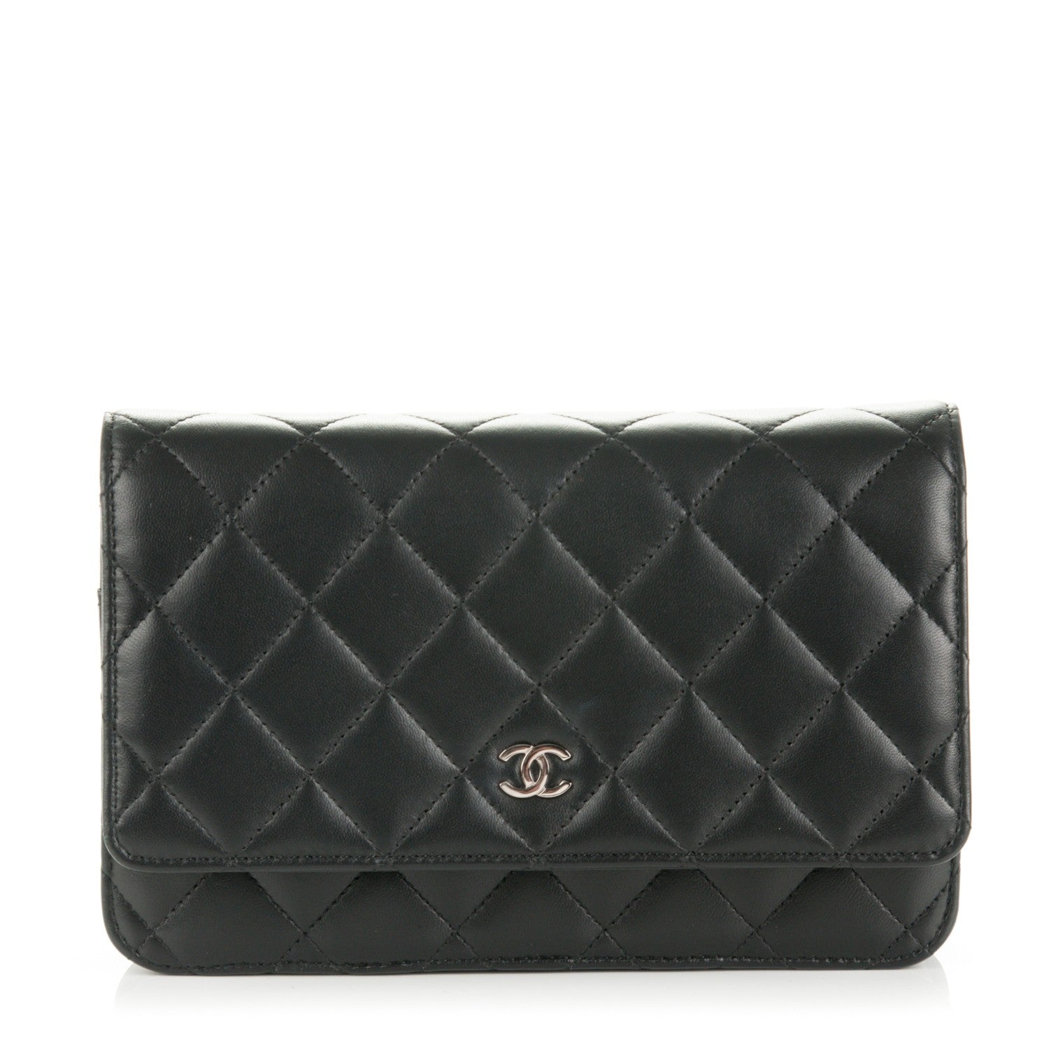 Chanel Lambskin Quilted Wallet On Chain WOC Black 1 of 8