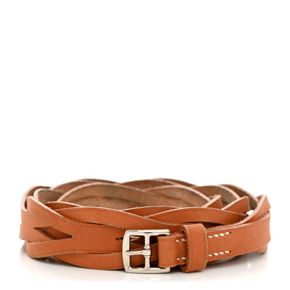 Hermes Calfskin Woven Bracelet S Gold 1 of 7