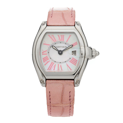 Cartier Stainless Steel Alligator Mother of Pearl 31mm Roadster Quartz Watch Pink 1 of 4