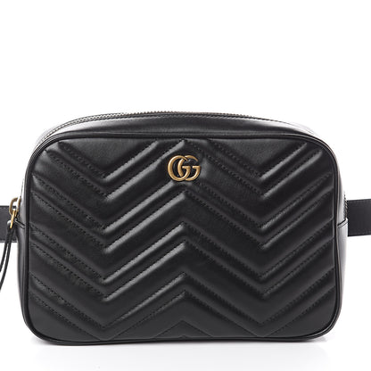 Gucci Calfskin Matelasse Mens GG Marmont Belt Bag 100 40 Black 6 of 8