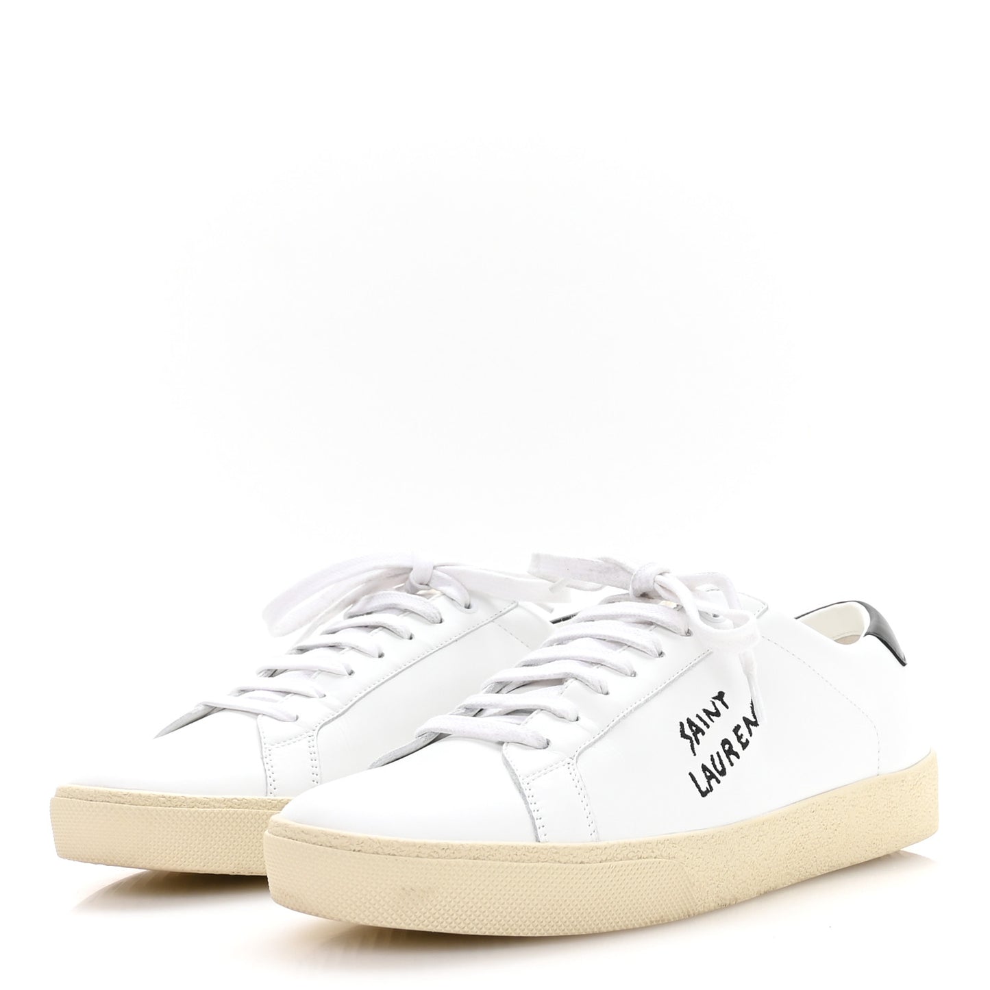Calfskin Embroidered Court Classic Sneakers 40 White Black