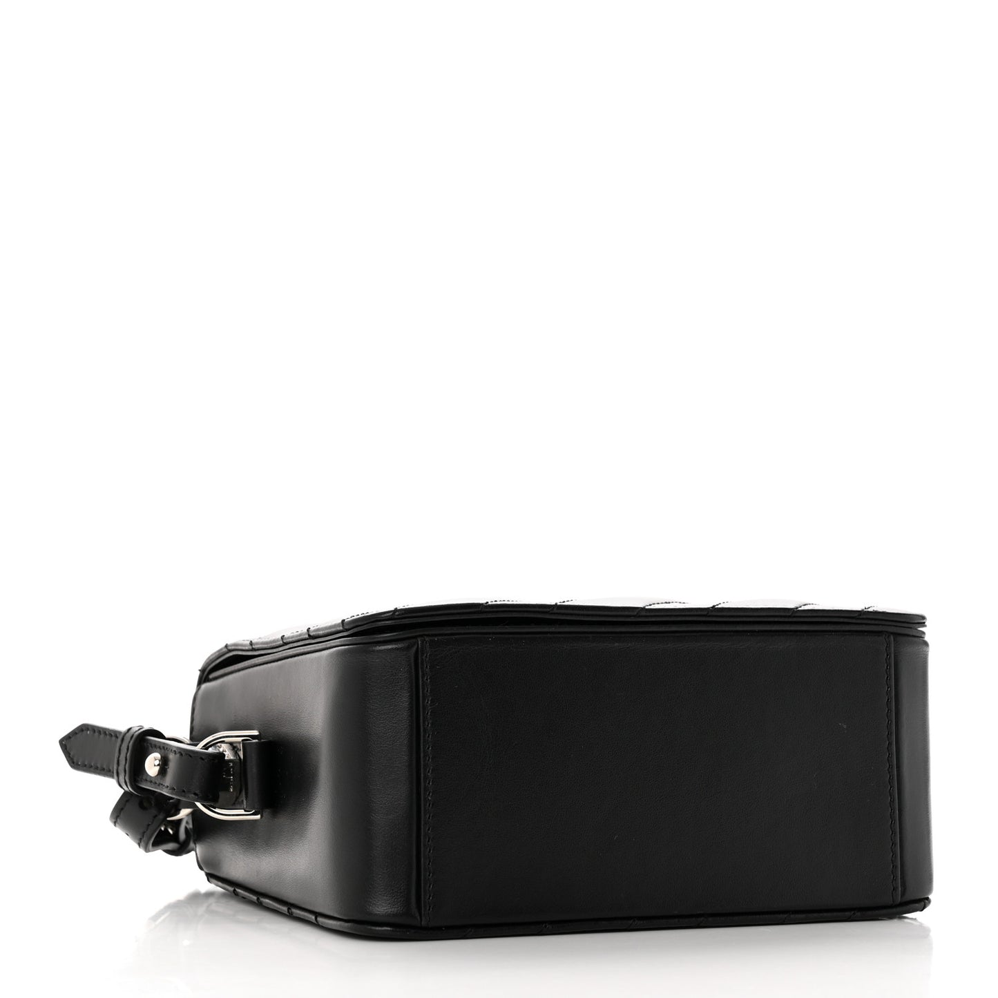 Calfskin Padded Diag Binder Flap Bag Black
