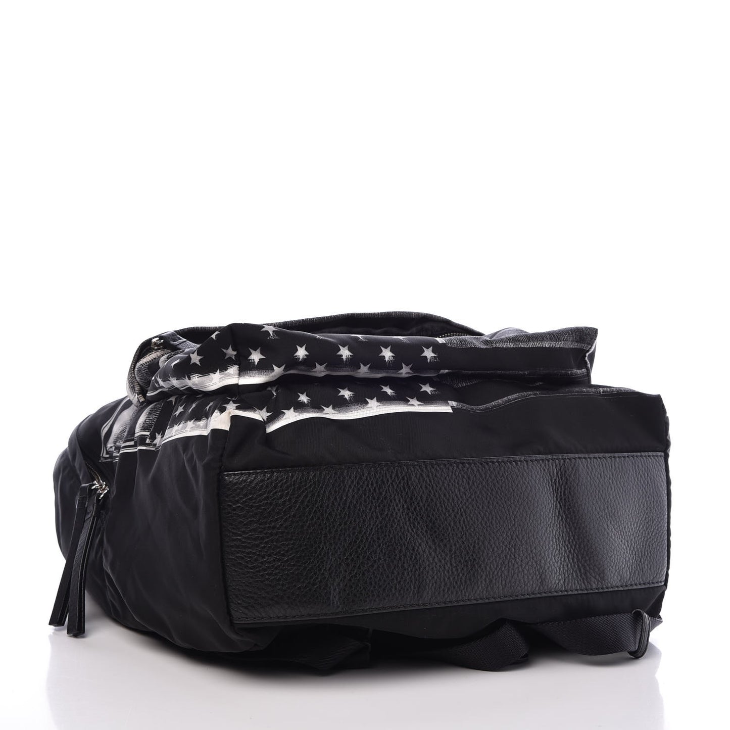 Nylon Calfskin Flag Print Backpack Black