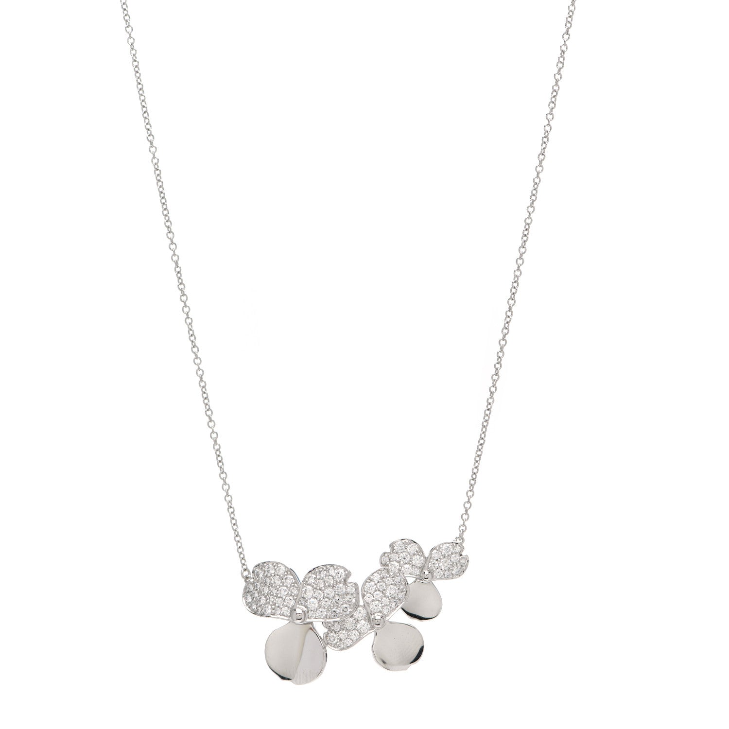 Tiffany Platinum Diamond Mini Paper Flowers Cluster Pendant Necklace 1 of 6