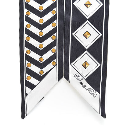 Hermes Silk Colliers Et Chiens Twilly Black Gold White 4 of 4