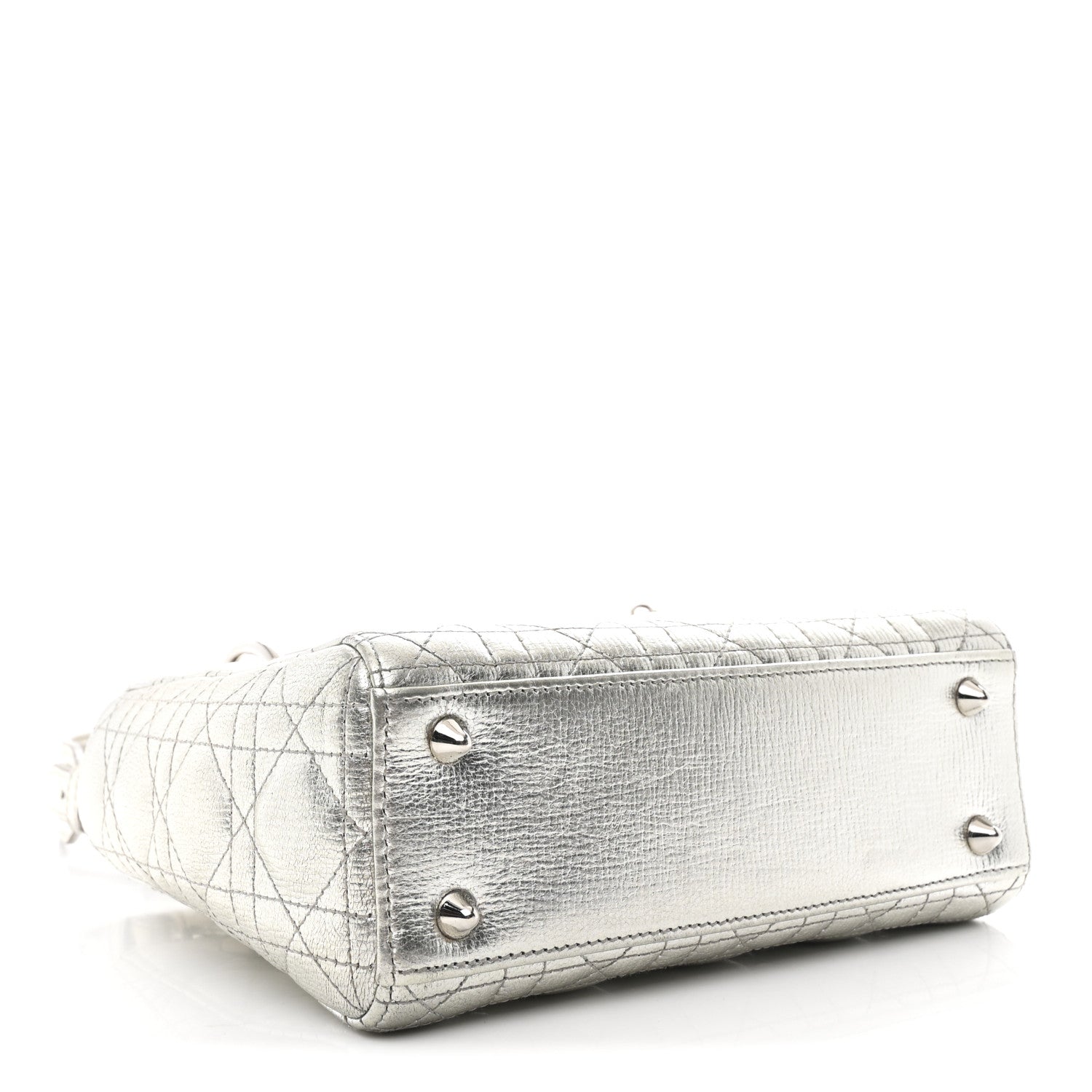 Christian Dior Metallic Grained Calfskin Cannage Small Lucky Badges My Lady Dior Silver 4 of 12