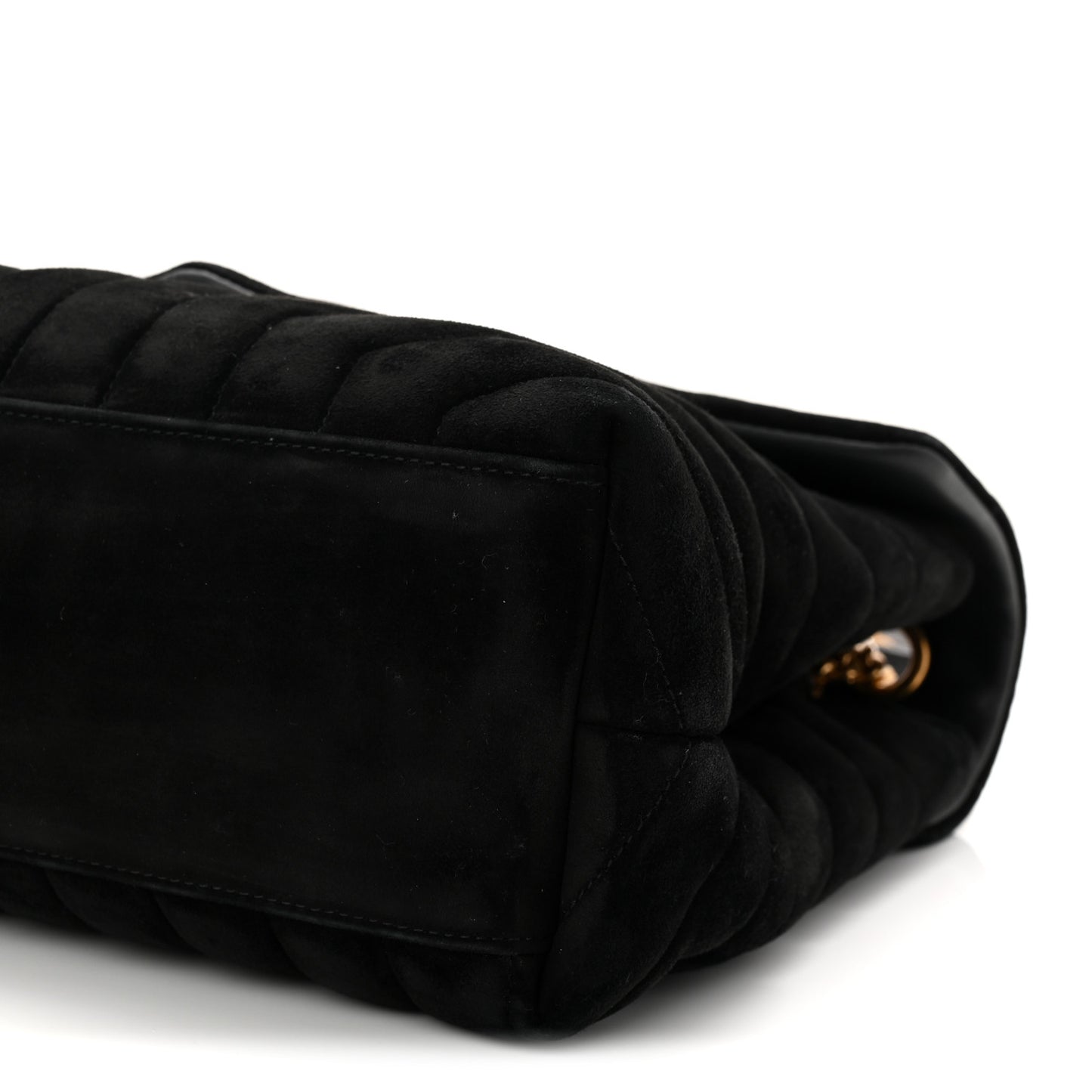Suede Y Quilted Monogram Medium Loulou Chain Satchel Black