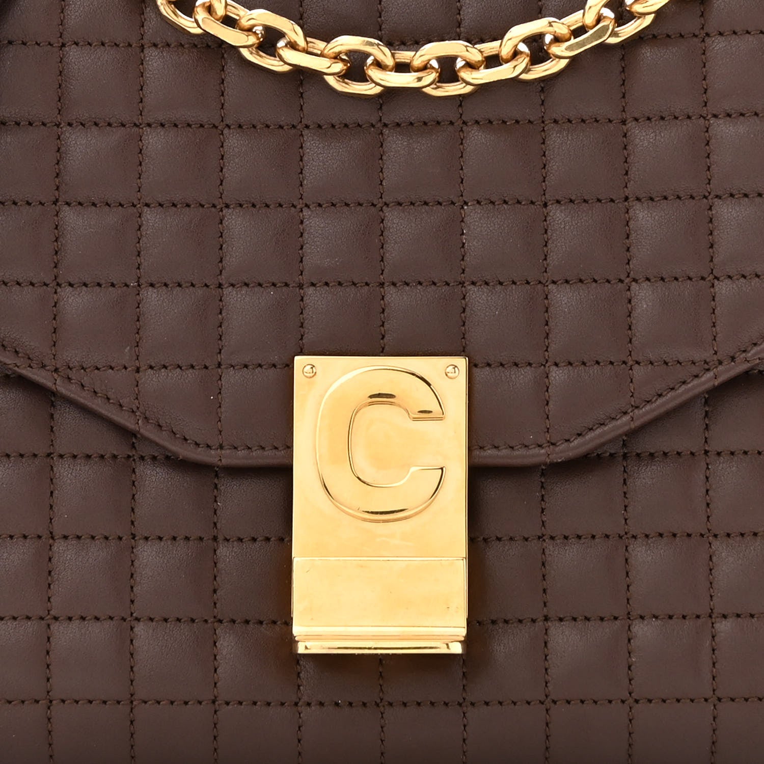 Celine Calfskin Quilted Medium C Bag Camel 8 of 10