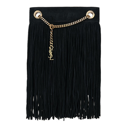 Saint Laurent Suede Calfskin Small Grace Fringed Hobo Bag Rope Black 1 of 10
