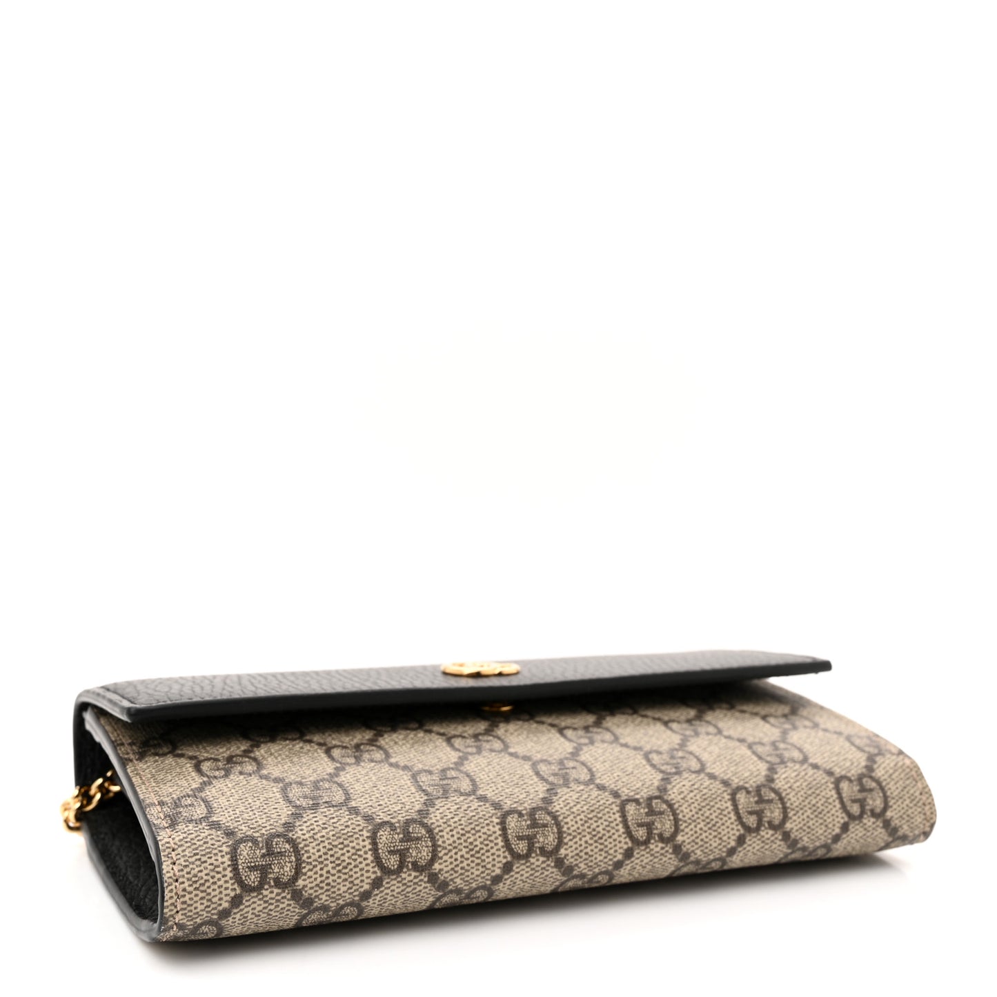 Dollar Calfskin GG Supreme Monogram Petite GG Marmont Wallet Chain Bag Black Beige Ebony