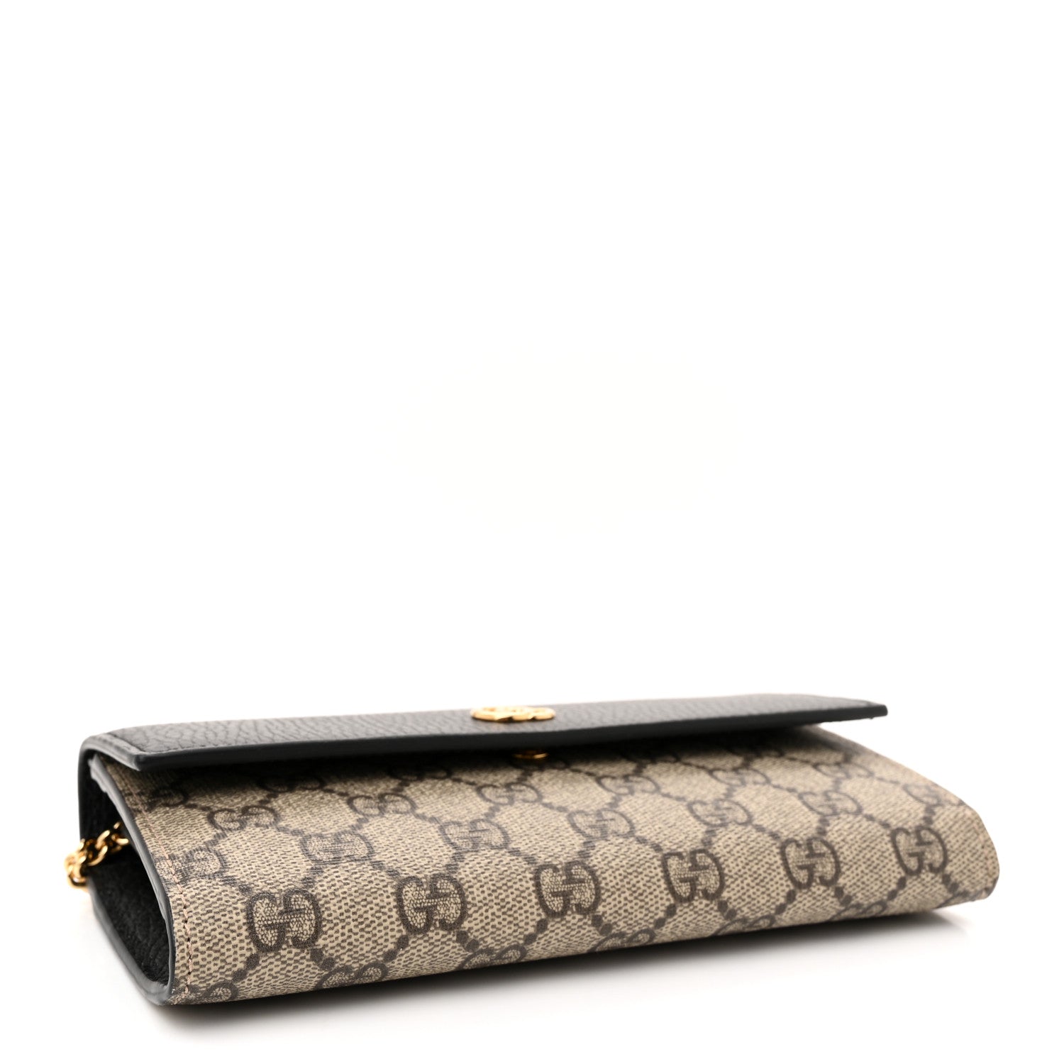 Gucci Dollar Calfskin GG Supreme Monogram Petite GG Marmont Wallet Chain Bag Black Beige Ebony 4 of 12
