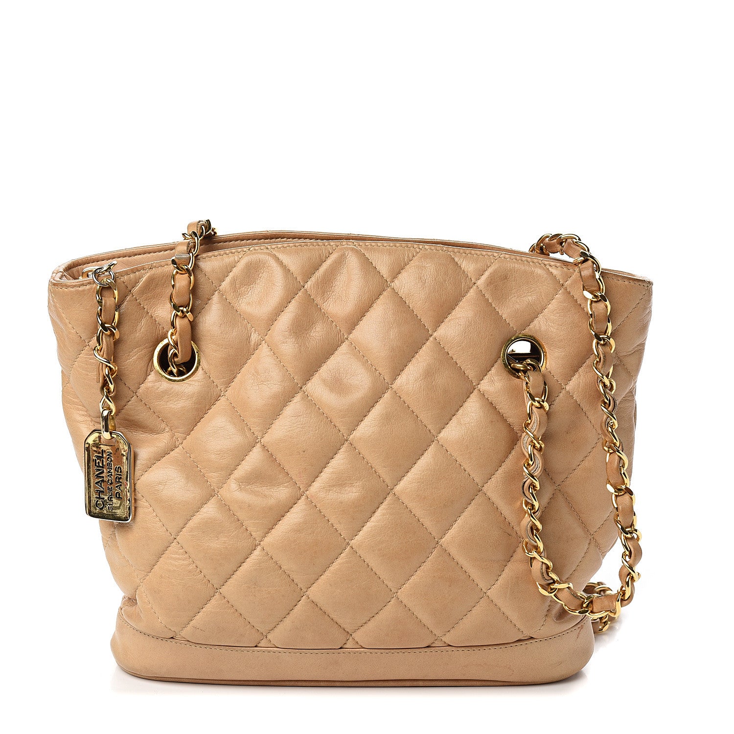 Chanel Lambskin Quilted Shoulder Bag Beige 1 of 9