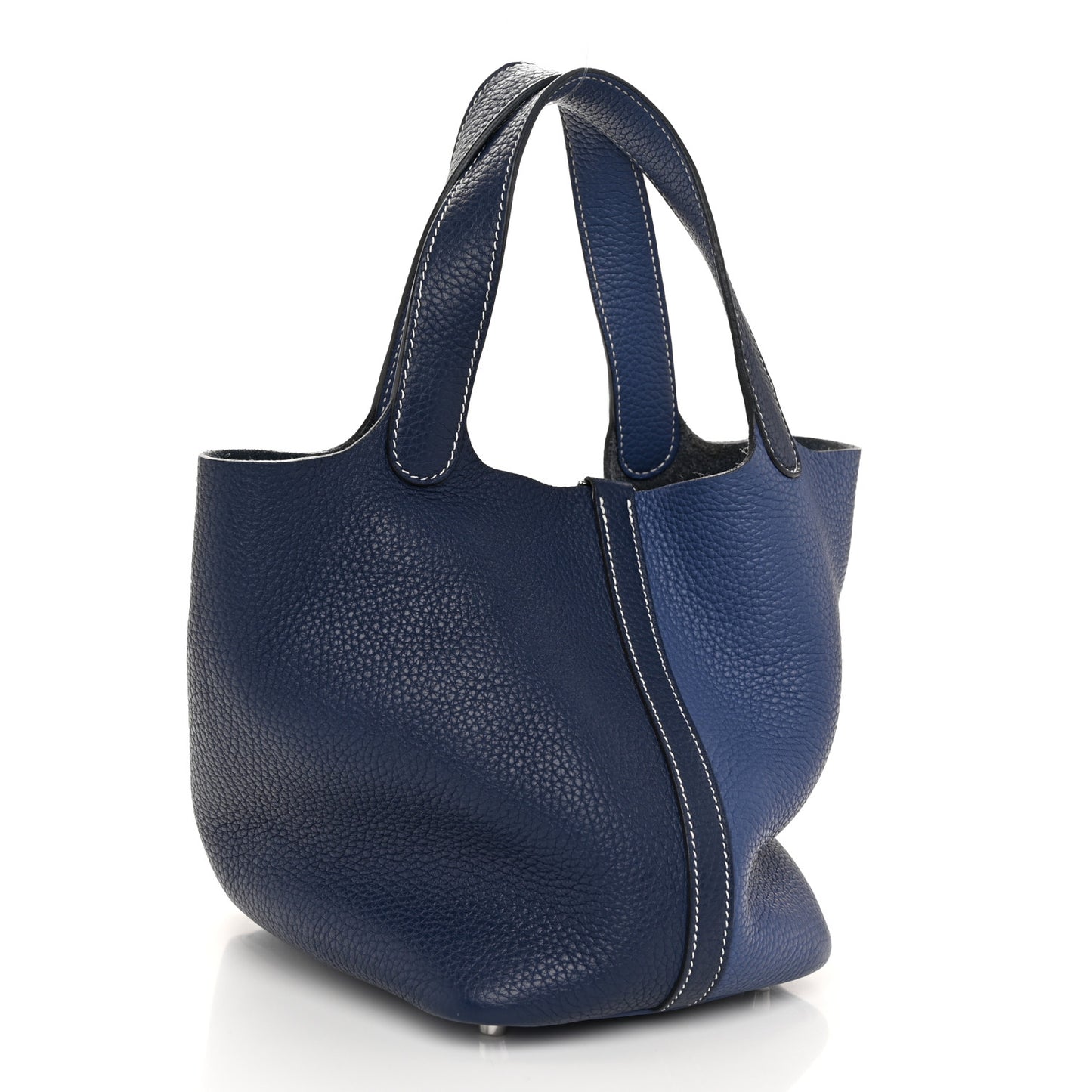 Taurillon Clemence Casaque Picotin Lock 18 PM Bleu Saphir Bleu Brighton
