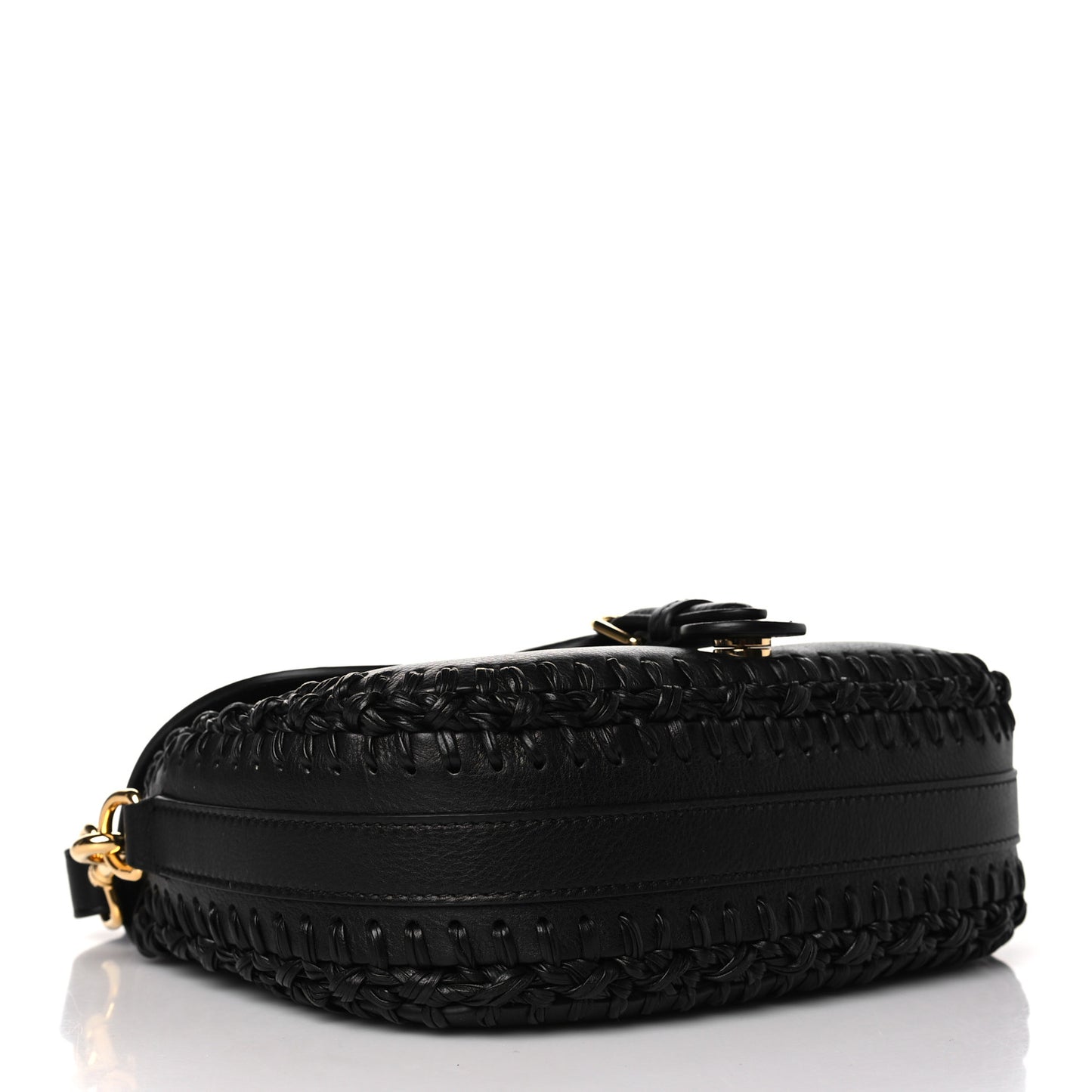 Grained Calfskin Medium Whipstitched Bobby Bag Black