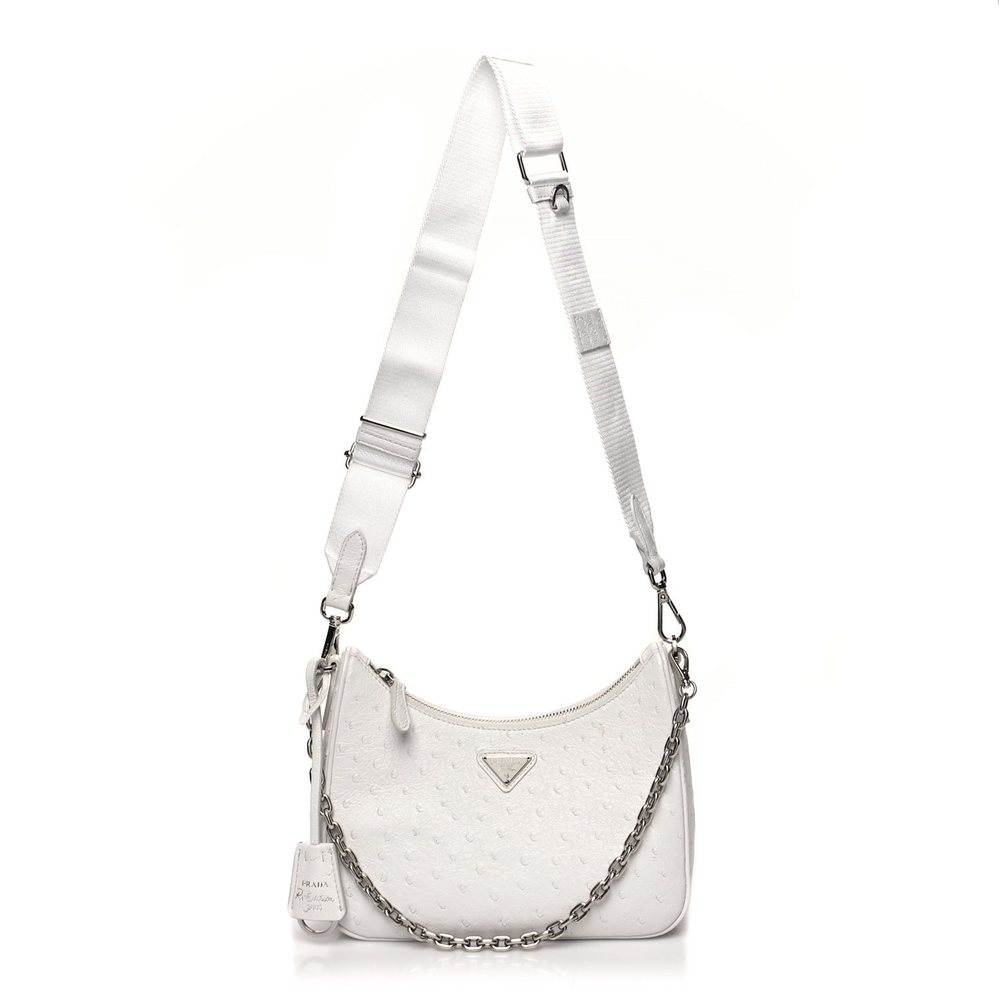 Ostrich Re-Edition 2005 Shoulder Bag White