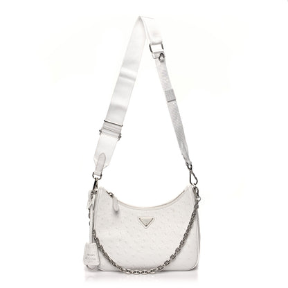 Prada Ostrich Re-Edition 2005 Shoulder Bag White 1 of 11