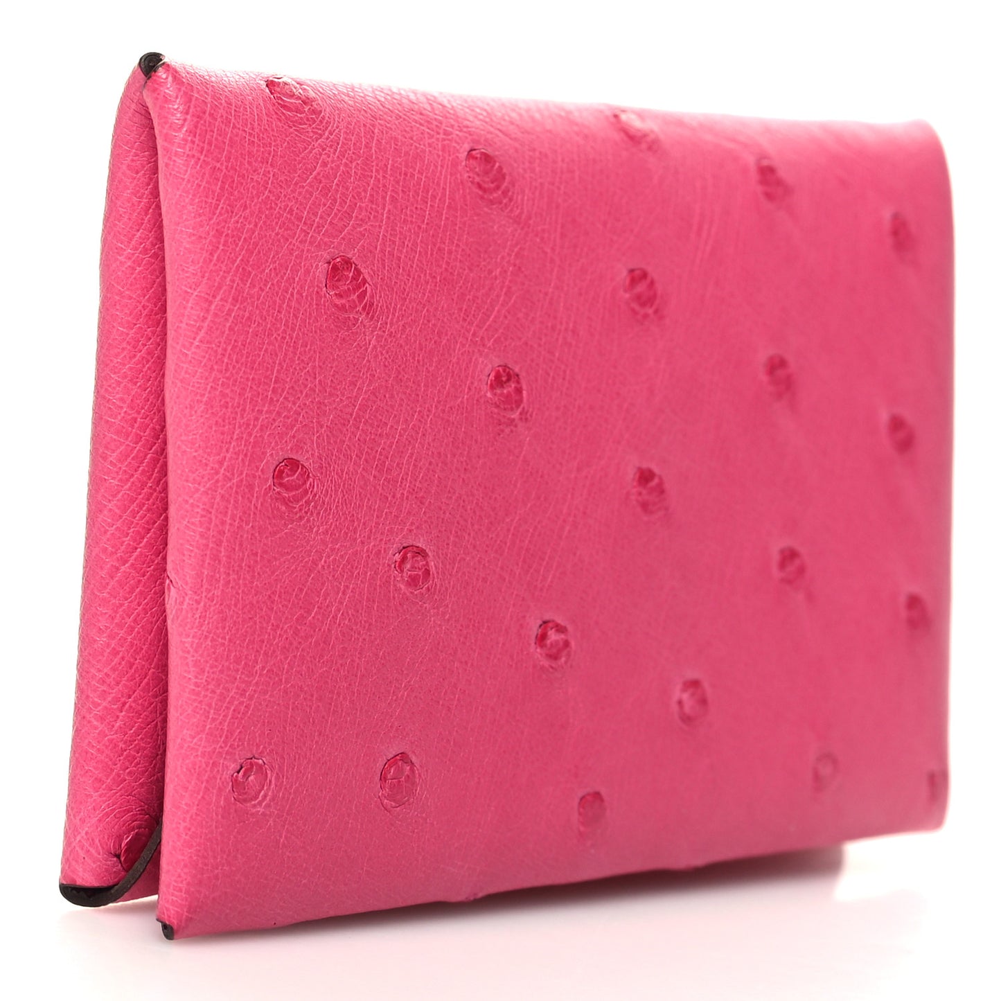 Ostrich Calvi Card Case Rose Tyrien