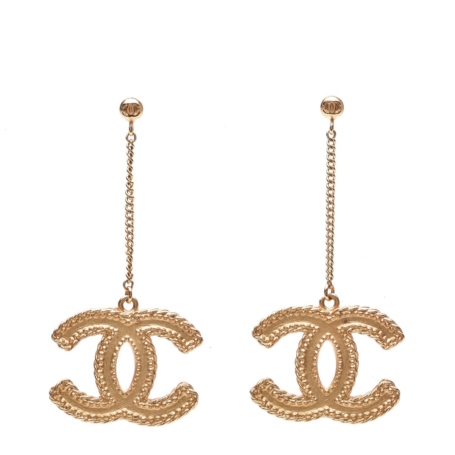 Chanel CC Drop Earrings Matte Gold 1 of 4