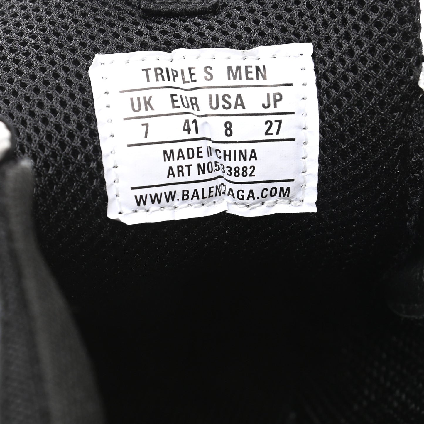 Fabric Mesh Washed Effect Mens Triple S Sneakers 41 Black Red