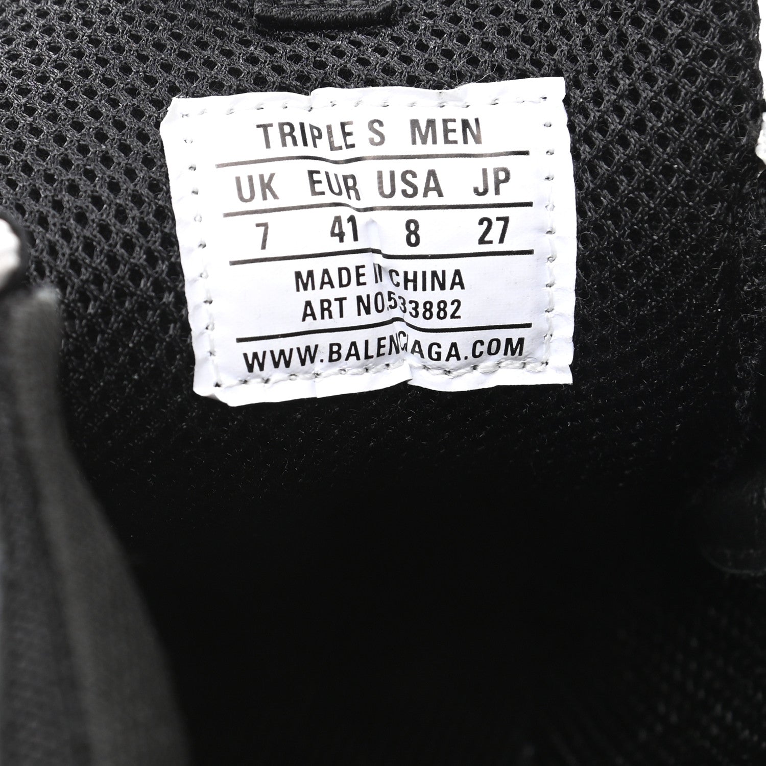 Balenciaga Fabric Mesh Washed Effect Mens Triple S Sneakers 41 Black Red 8 of 8