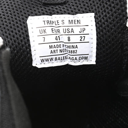 Balenciaga Fabric Mesh Washed Effect Mens Triple S Sneakers 41 Black Red 8 of 8