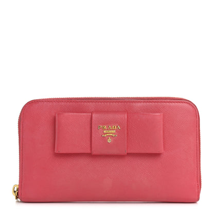 Prada Saffiano Fiocco Bow Zip Around Wallet Peonia 1 of 15