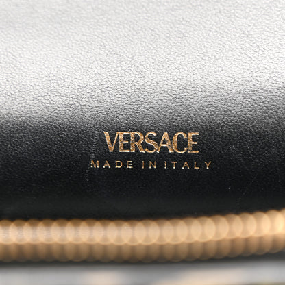Versace Coated Canvas La Greca Signature Print Virtus Top Handle Shoulder Bag Black Khaki 6 of 12