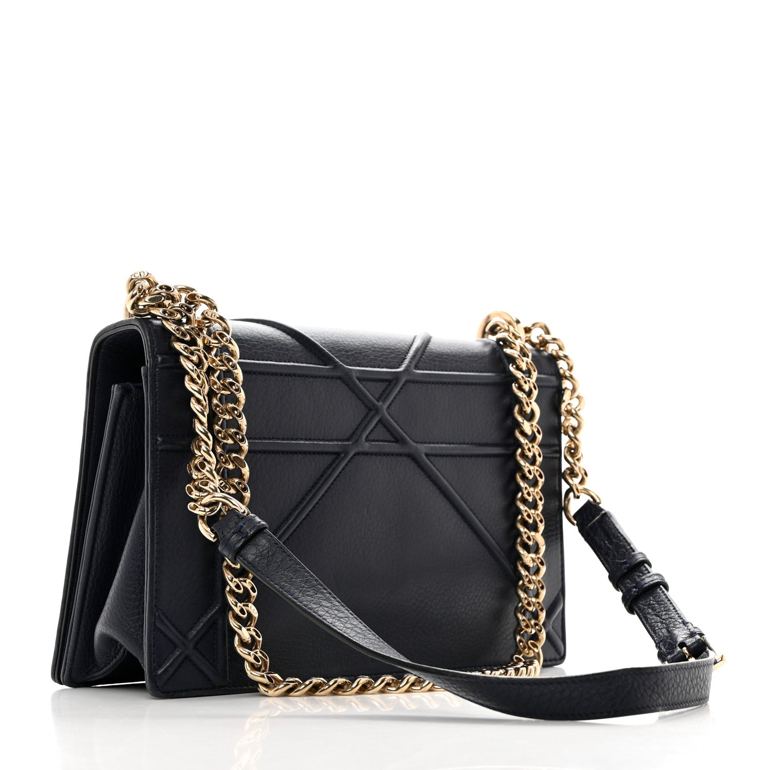 Christian Dior Grained Calfskin Medium Diorama Flap Bag Indigo Blue 2 of 10