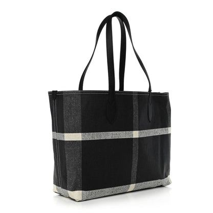 Burberry Coated Canvas Mega Check Medium Doodle Tote Black 3 of 9