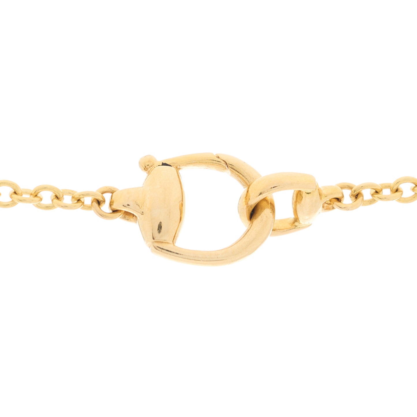 18K Yellow Gold Garnet Smoky Quartz Horsebit Link Pendant Necklace