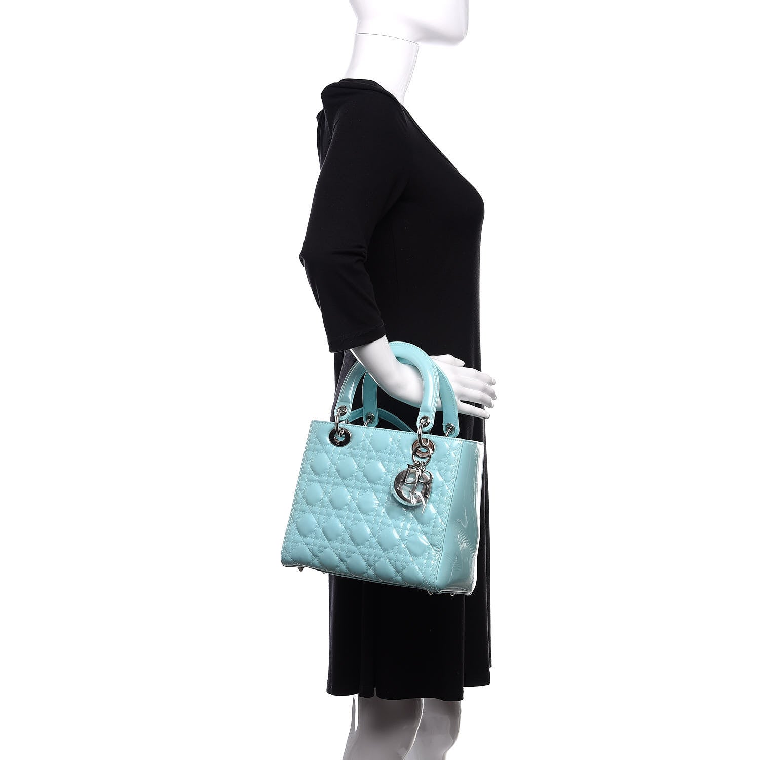 Christian Dior Patent Cannage Medium Lady Dior Light Blue 3 of 12