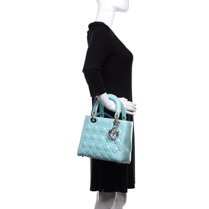 Christian Dior Patent Cannage Medium Lady Dior Light Blue 3 of 12