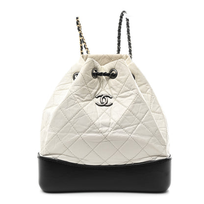 Chanel Aged Calfskin Quilted Small Gabrielle Backpack Black White 1 of 11