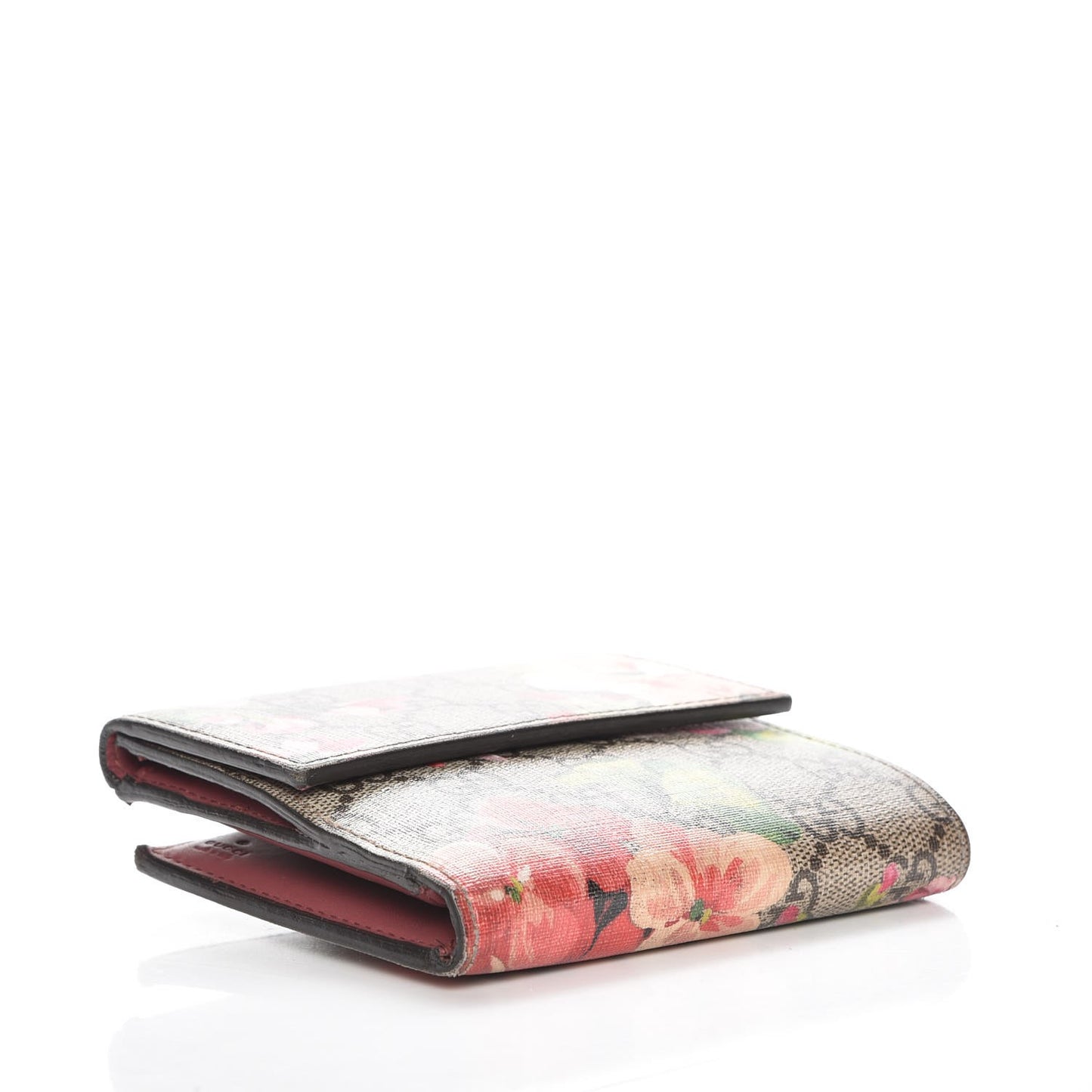 GG Supreme Monogram Blooms French Flap Wallet Beige Multicolor Dry Rose